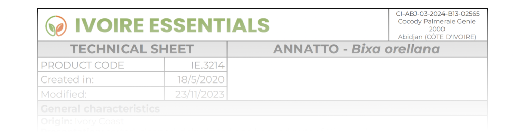 Annatto TDS / technical sheet